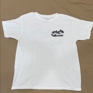 Kids White Tee with Car and Palm Design